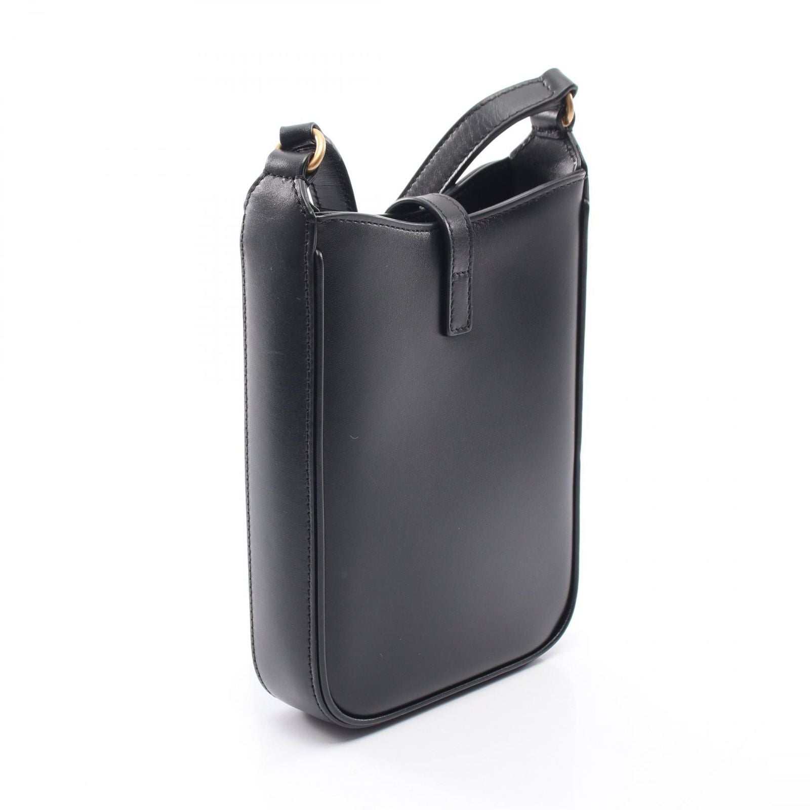 Saint Laurent Paris Shoulder Buckle 5 a 7 Mini Vertical Black Leather — view 2