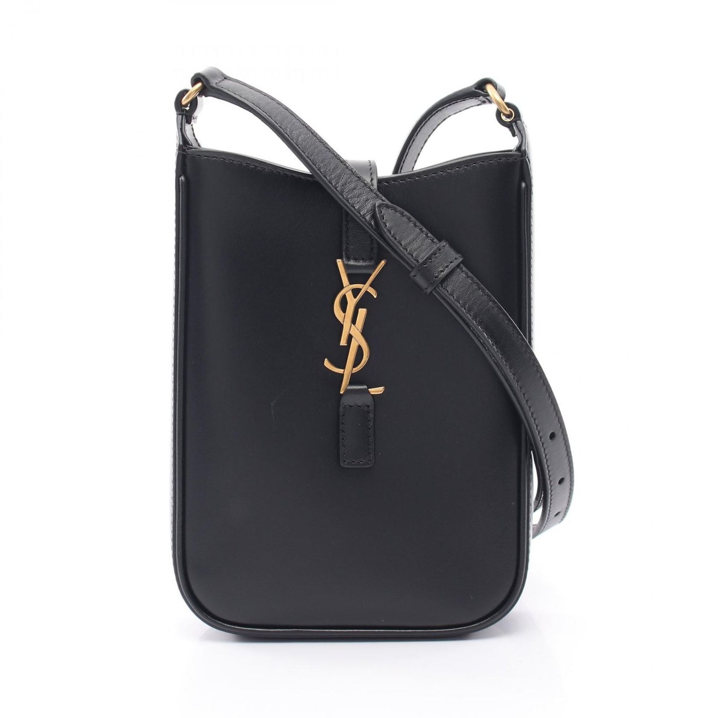 Saint Laurent Paris Shoulder Buckle 5 a 7 Mini Vertical Black Leather