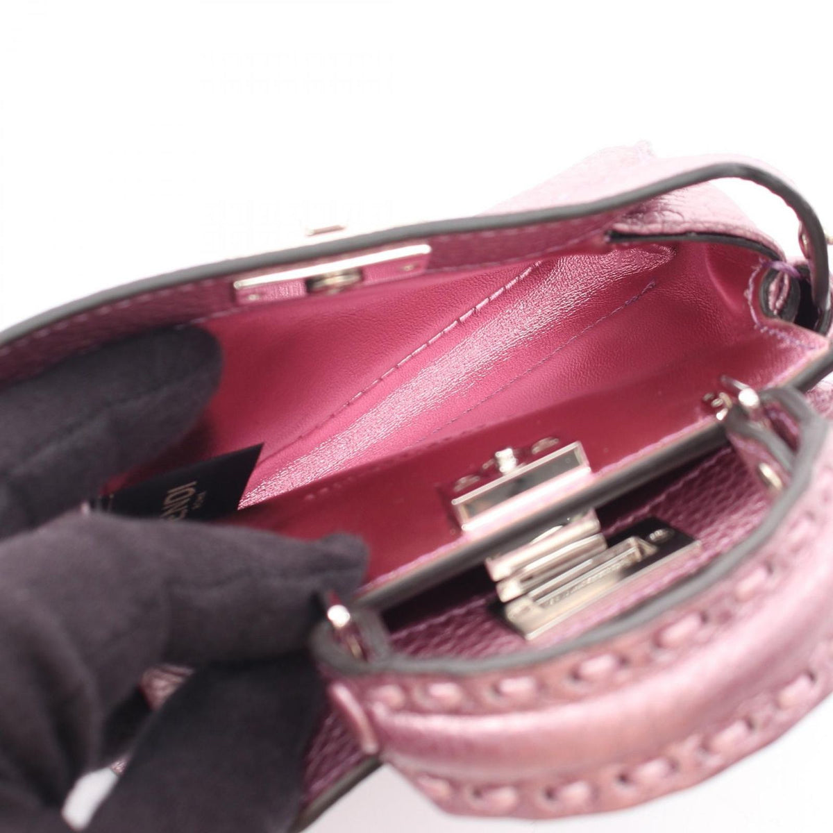 Fendi Handbag Peekaboo Nano Pink Purple Leather — view 4