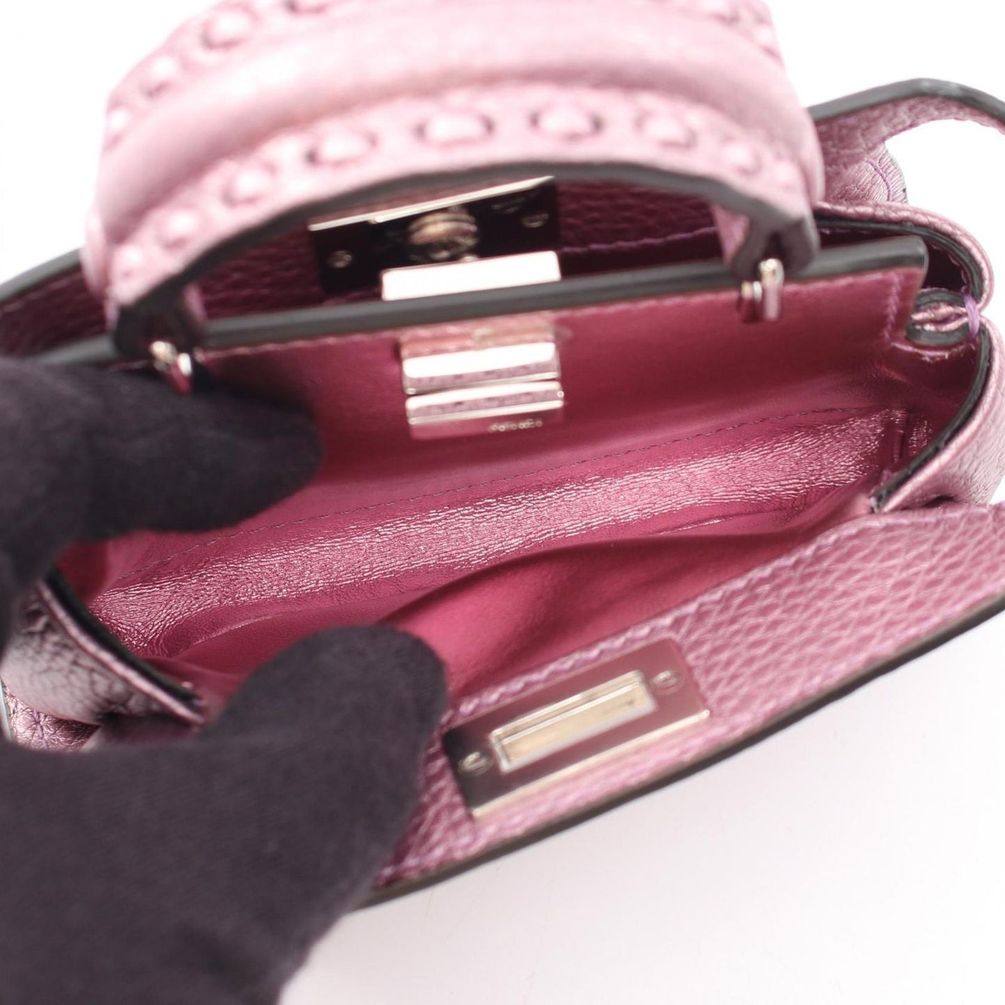 Fendi Handbag Peekaboo Nano Pink Purple Leather — view 3