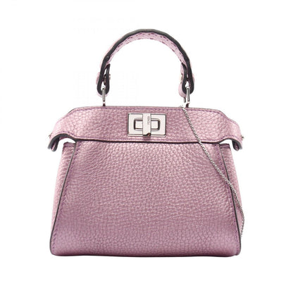 Fendi Handbag Peekaboo Nano Pink Purple Leather