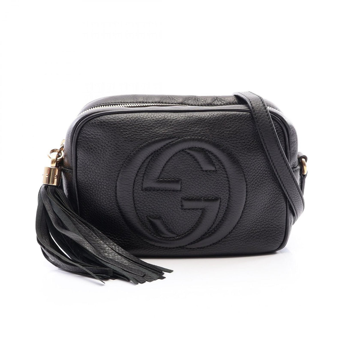 Gucci Shoulder Bag Soho Disco Interlocking G Black Leather Small