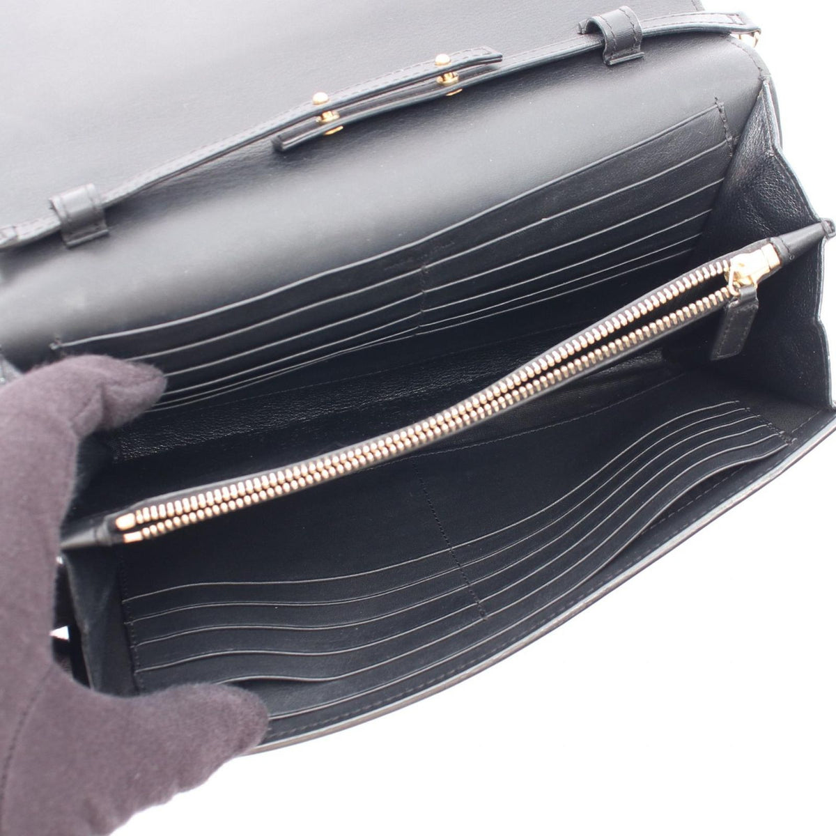 Saint Laurent Paris Shoulder Bag Classic Black Leather Chain Wallet — view 3