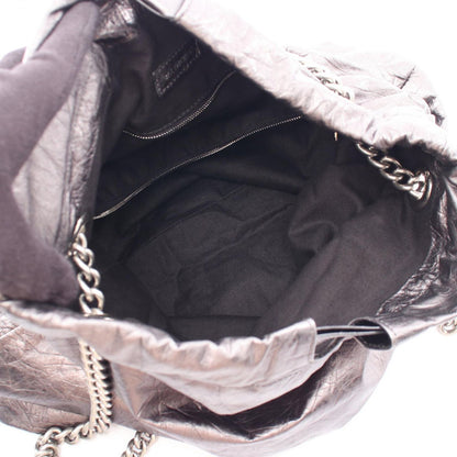 Balenciaga Tote Crush Metallic Dark Silver White Leather Medium — view 3