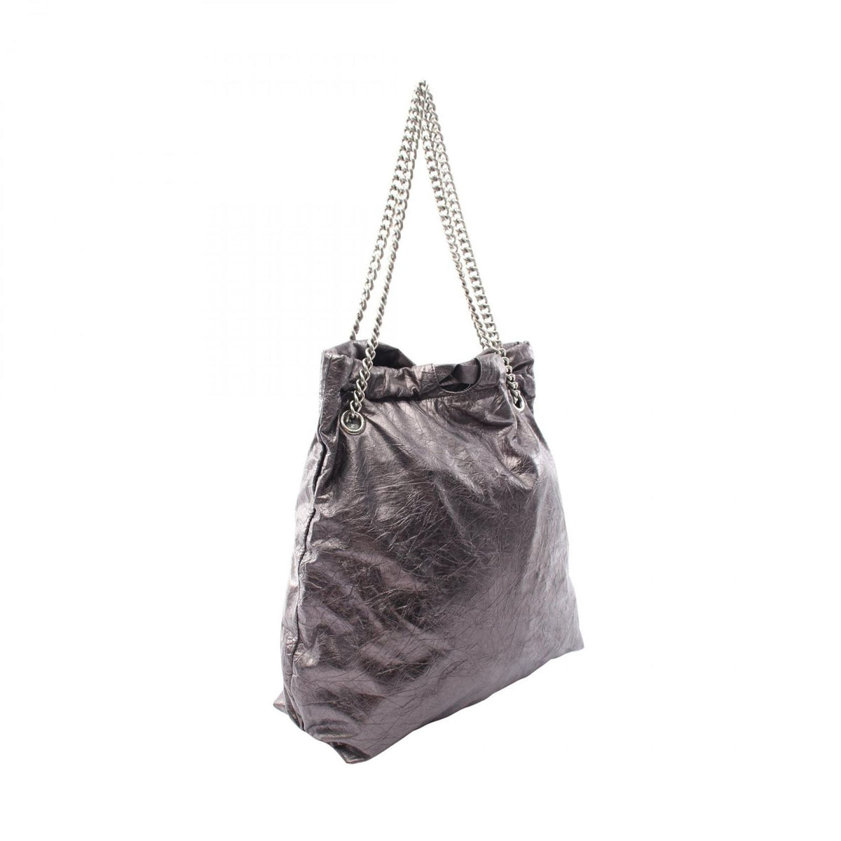 Balenciaga Tote Crush Metallic Dark Silver White Leather Medium — view 2