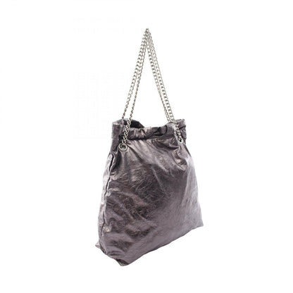 Balenciaga Tote Crush Metallic Dark Silver White Leather Medium — view 2
