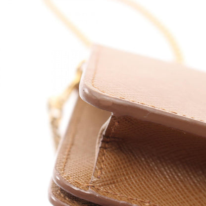 Prada Shoulder Bag Brown Saffiano Leather Metal Logo Chain Wallet — view 7