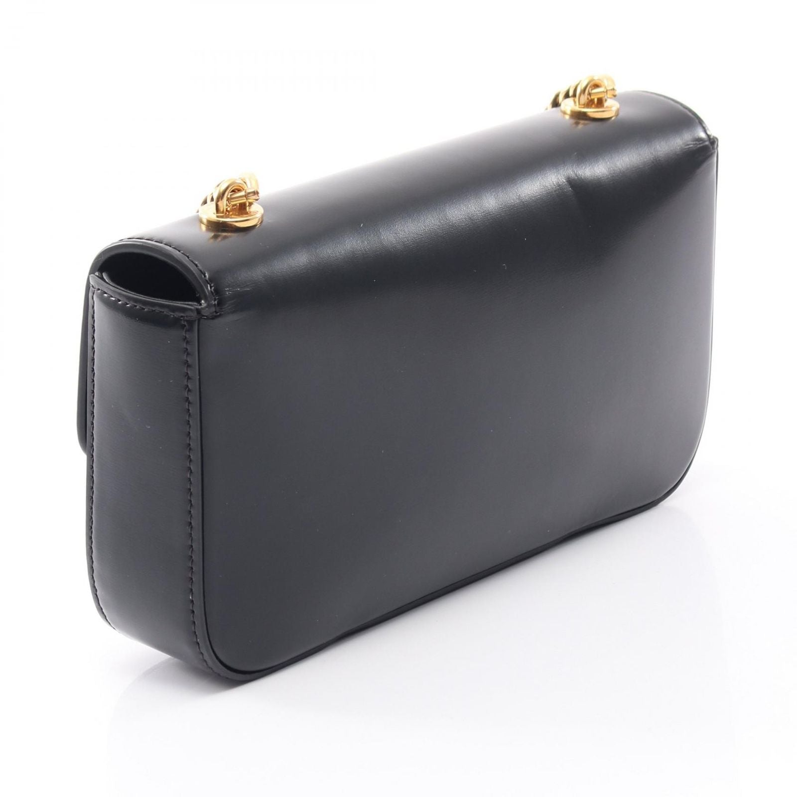 Celine Shoulder Bag Claude Triomphe Black Leather Chain — view 2