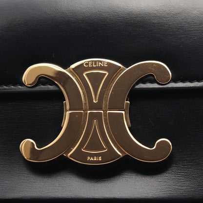 Celine Shoulder Bag Claude Triomphe Black Leather Chain — view 5