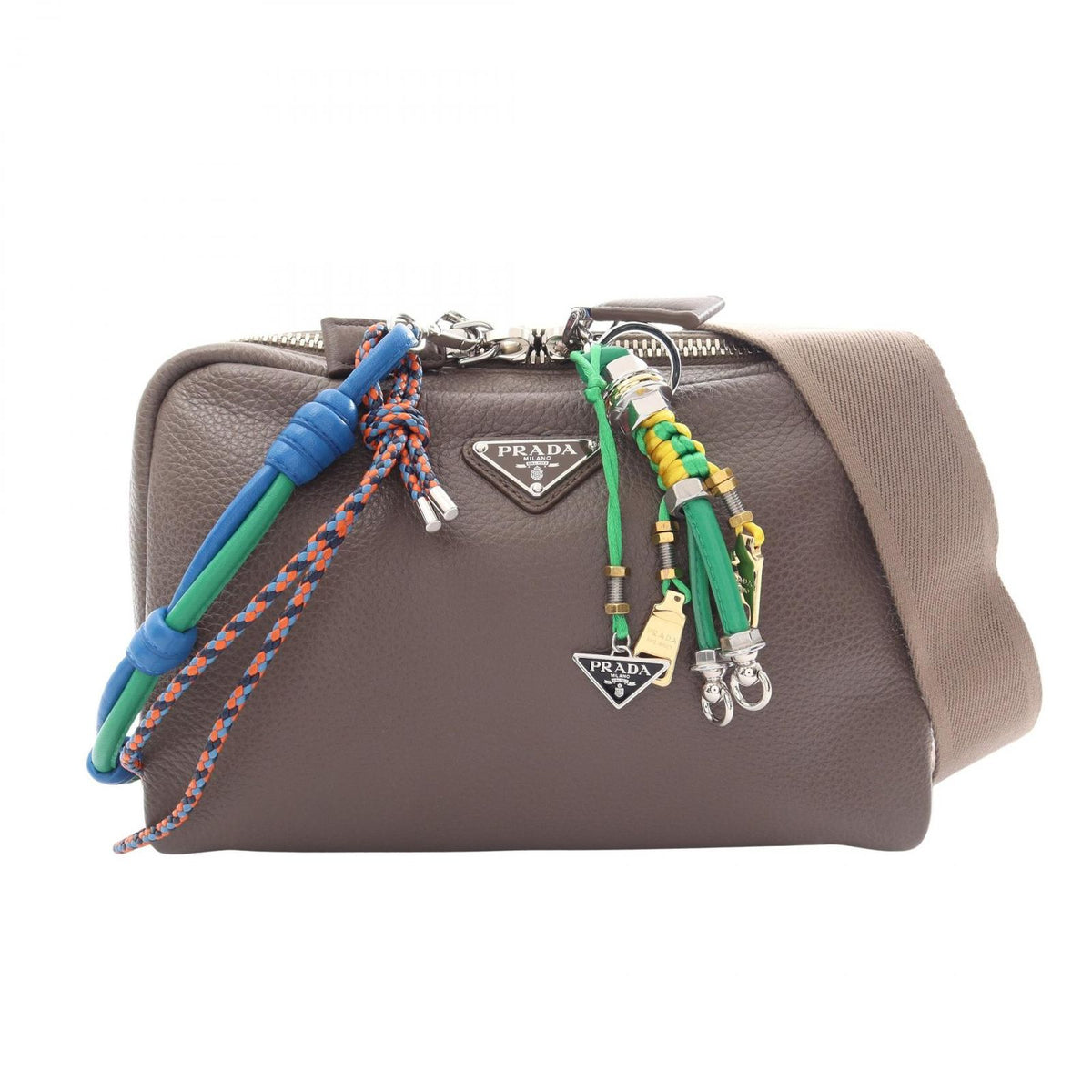 Prada Shoulder Bag VIT.DAINO Greige Multi Leather Triangle Logo 2-Way