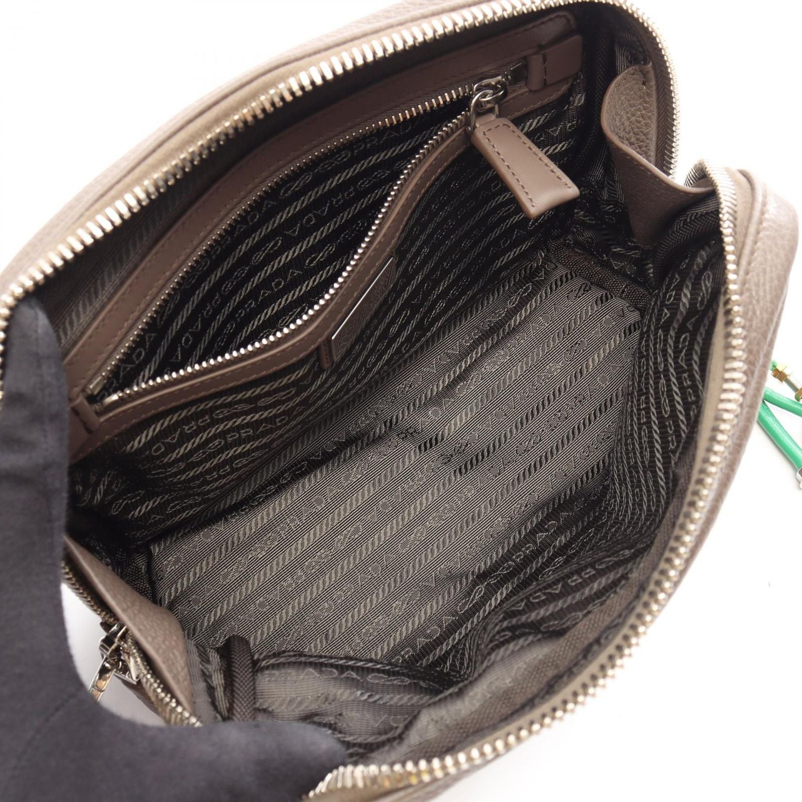 Prada Shoulder Bag VIT.DAINO Greige Multi Leather Triangle Logo 2-Way — view 3
