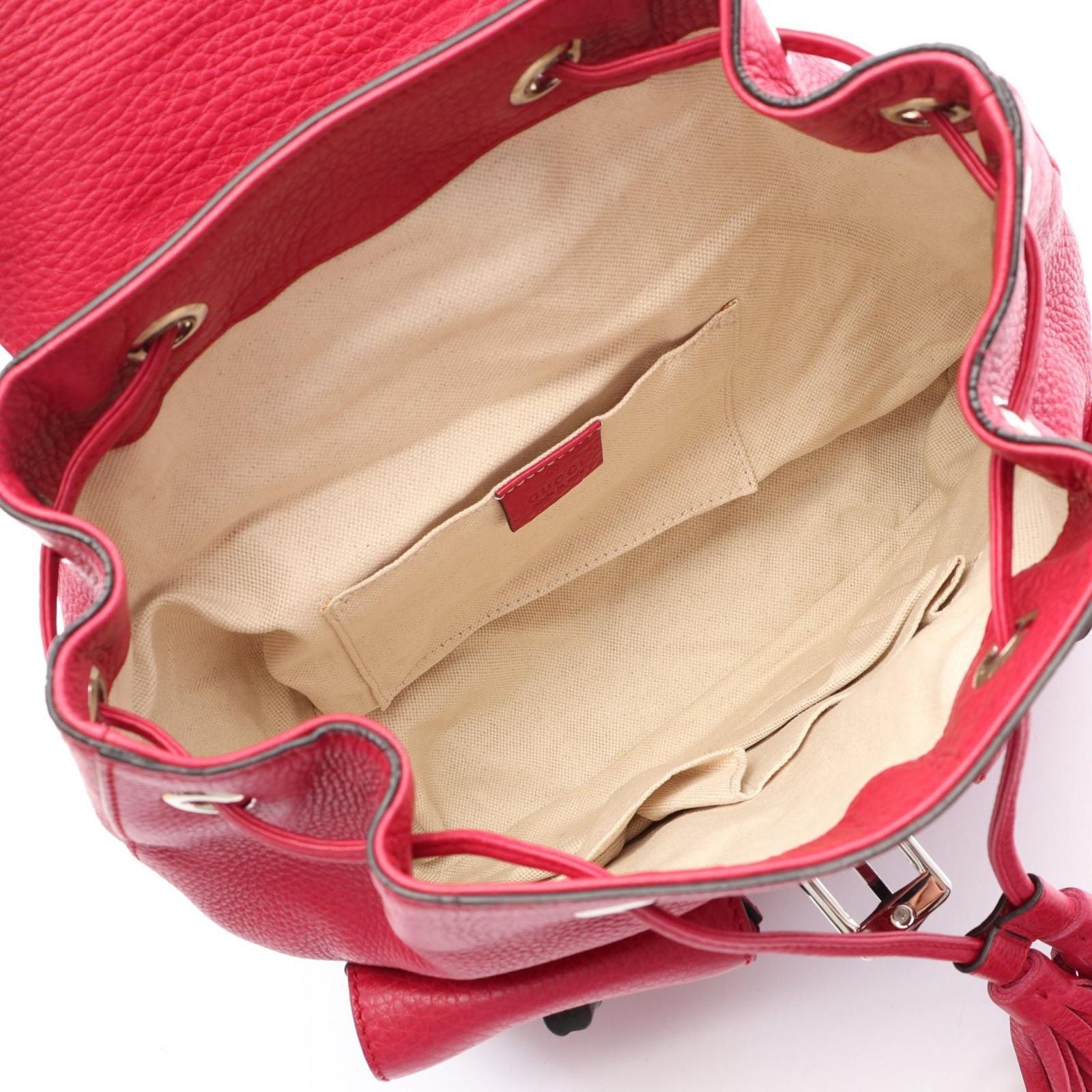 Gucci Backpack Bamboo Tassel Magenta Leather — view 3