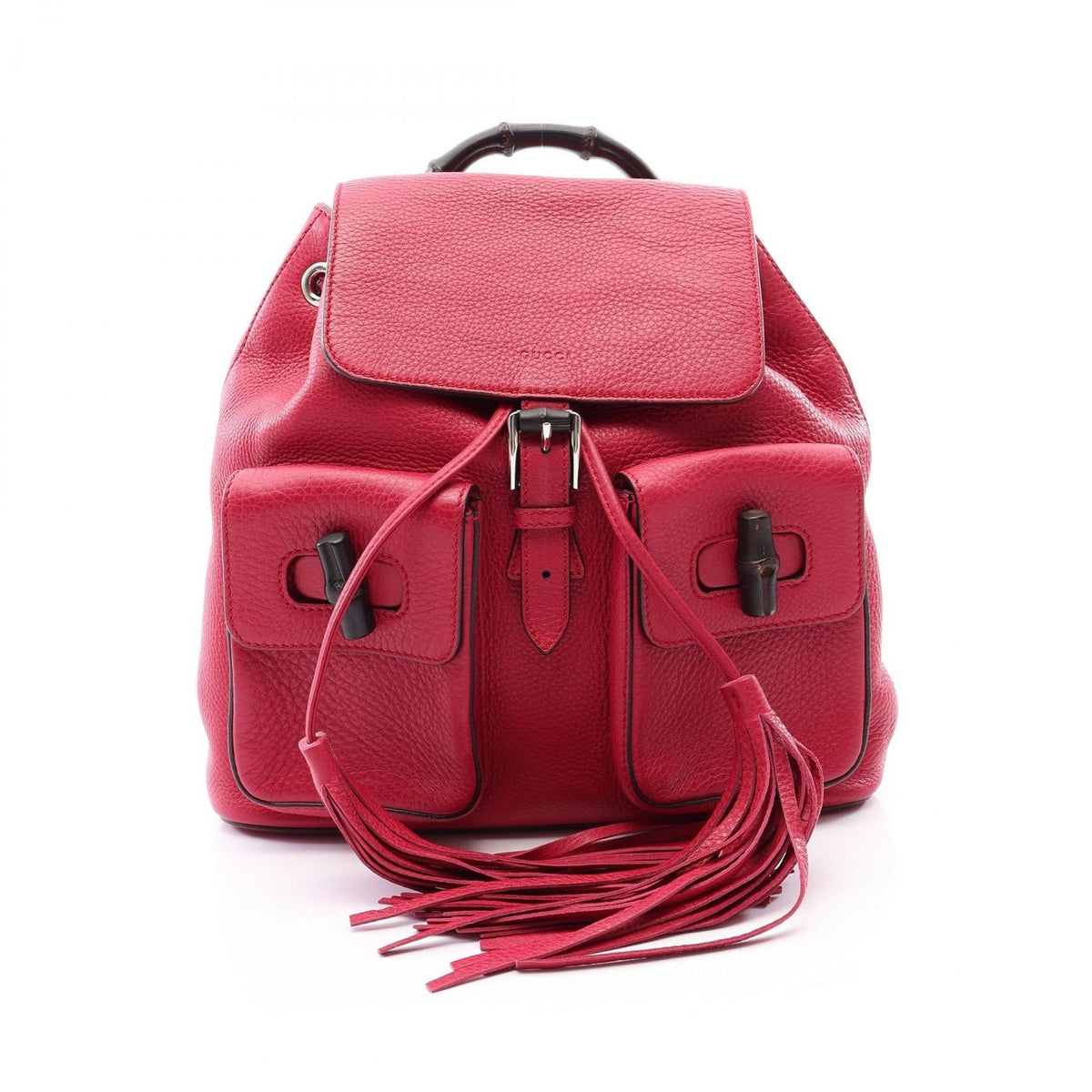 Gucci Backpack Bamboo Tassel Magenta Leather