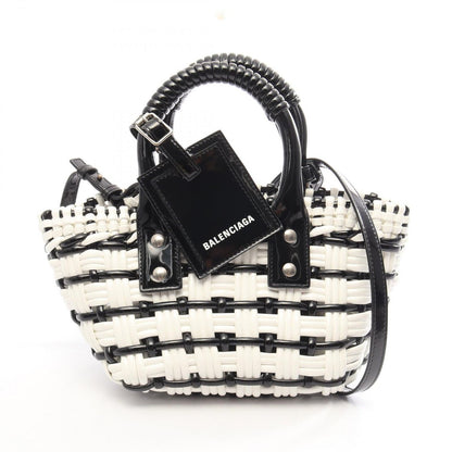 Balenciaga Handbag Bistro XXS Basket Bag 2-Way White Black Patent