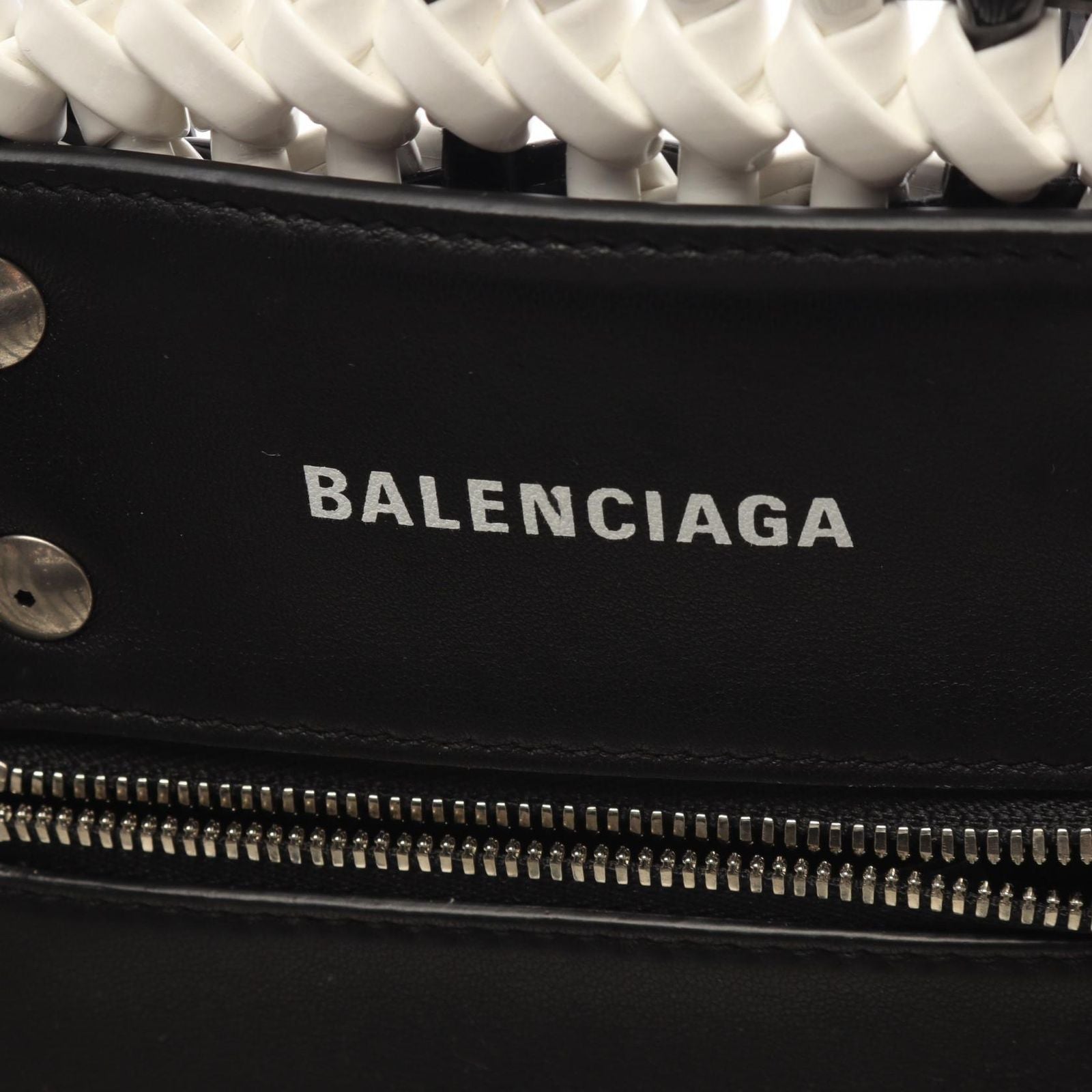 Balenciaga Handbag Bistro XXS Basket Bag 2-Way White Black Patent — view 4