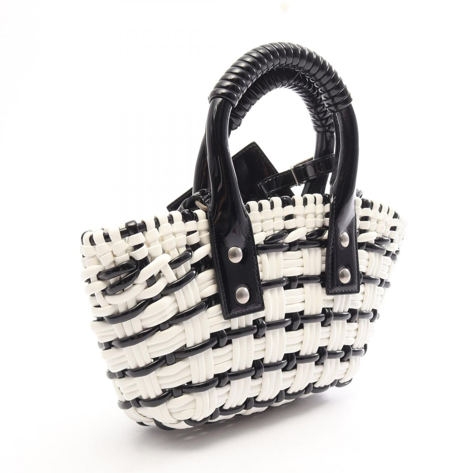 Balenciaga Handbag Bistro XXS Basket Bag 2-Way White Black Patent — view 2