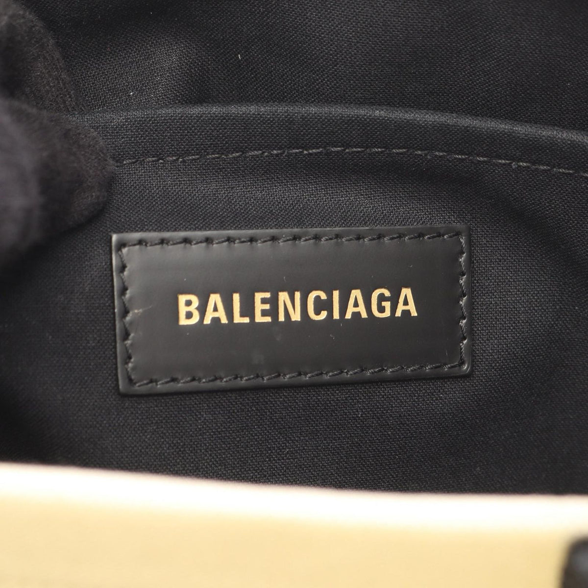 Balenciaga Tote S 2-Way Ivory Black Canvas Leather Small — view 4