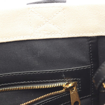 Balenciaga Tote S 2-Way Ivory Black Canvas Leather Small — view 5