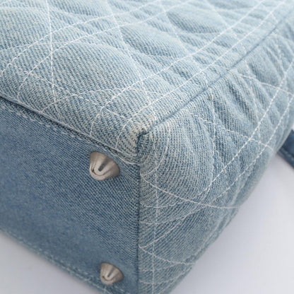 Dior Handbag Lady Dior Large Cannage 2-Way Light Blue Denim Tote — view 6