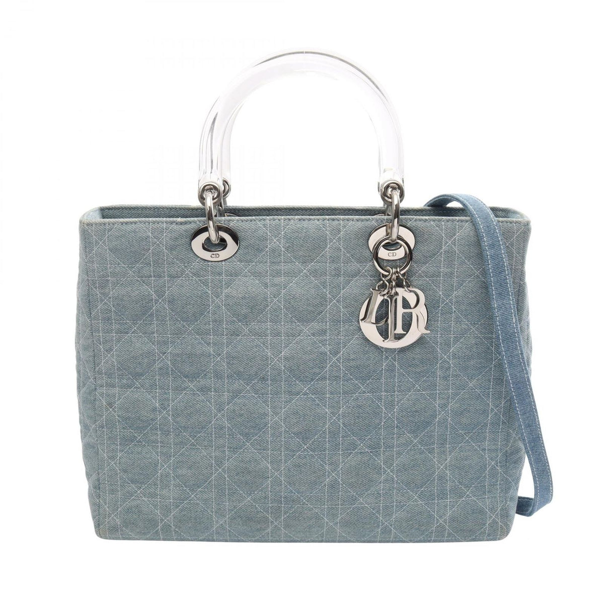 Dior Handbag Lady Dior Large Cannage 2-Way Light Blue Denim Tote