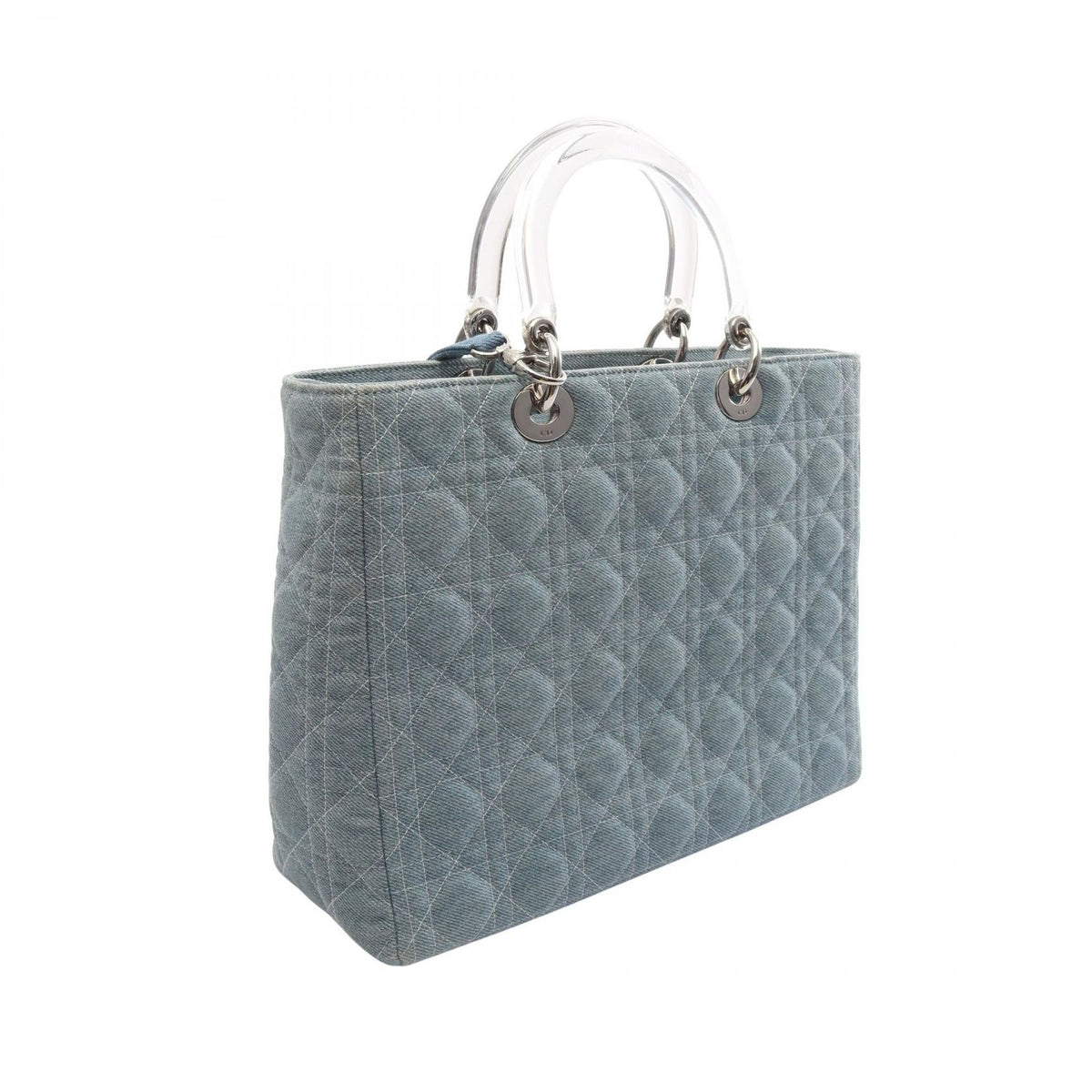 Dior Handbag Lady Dior Large Cannage 2-Way Light Blue Denim Tote — view 2