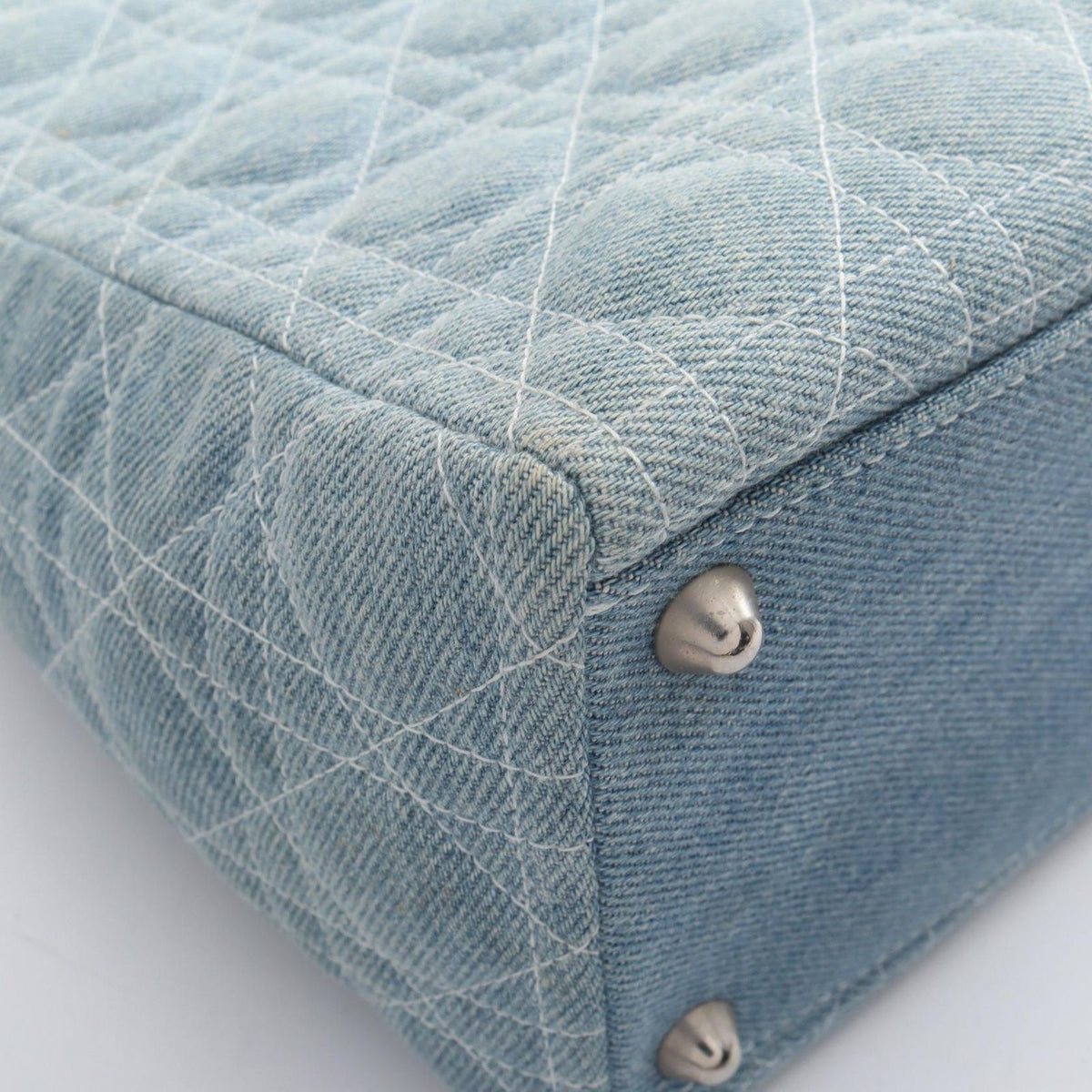 Dior Handbag Lady Dior Large Cannage 2-Way Light Blue Denim Tote — view 5