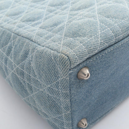 Dior Handbag Lady Dior Large Cannage 2-Way Light Blue Denim Tote — view 5