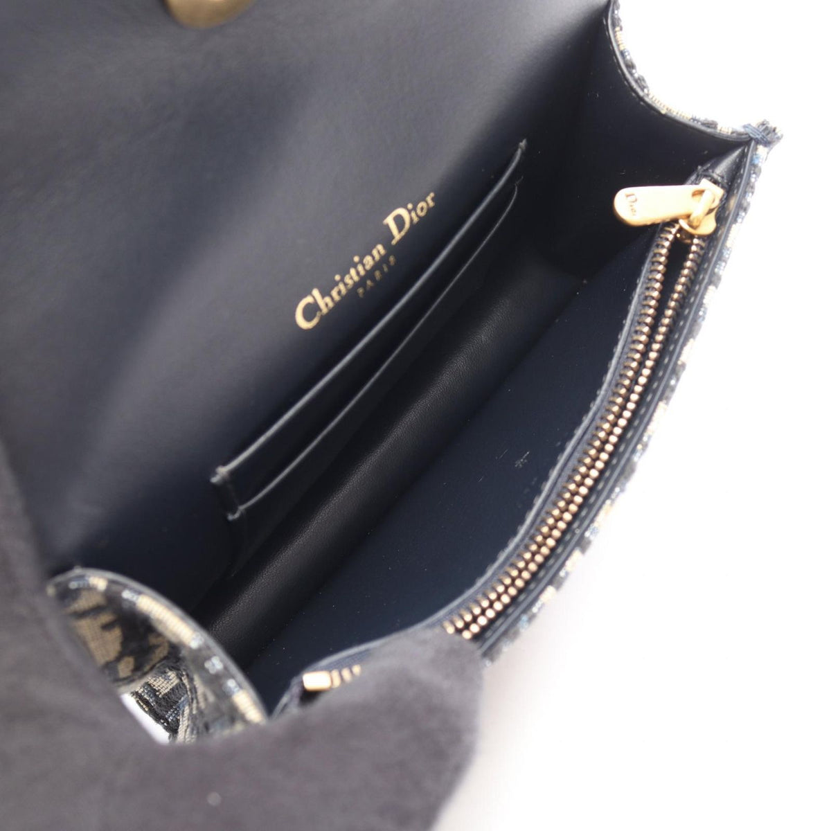 Dior Waist Bag Oblique Saddle Belt Pouch Navy Ivory Canvas Leather — view 3