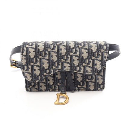 Dior Waist Bag Oblique Saddle Belt Pouch Navy Ivory Canvas Leather