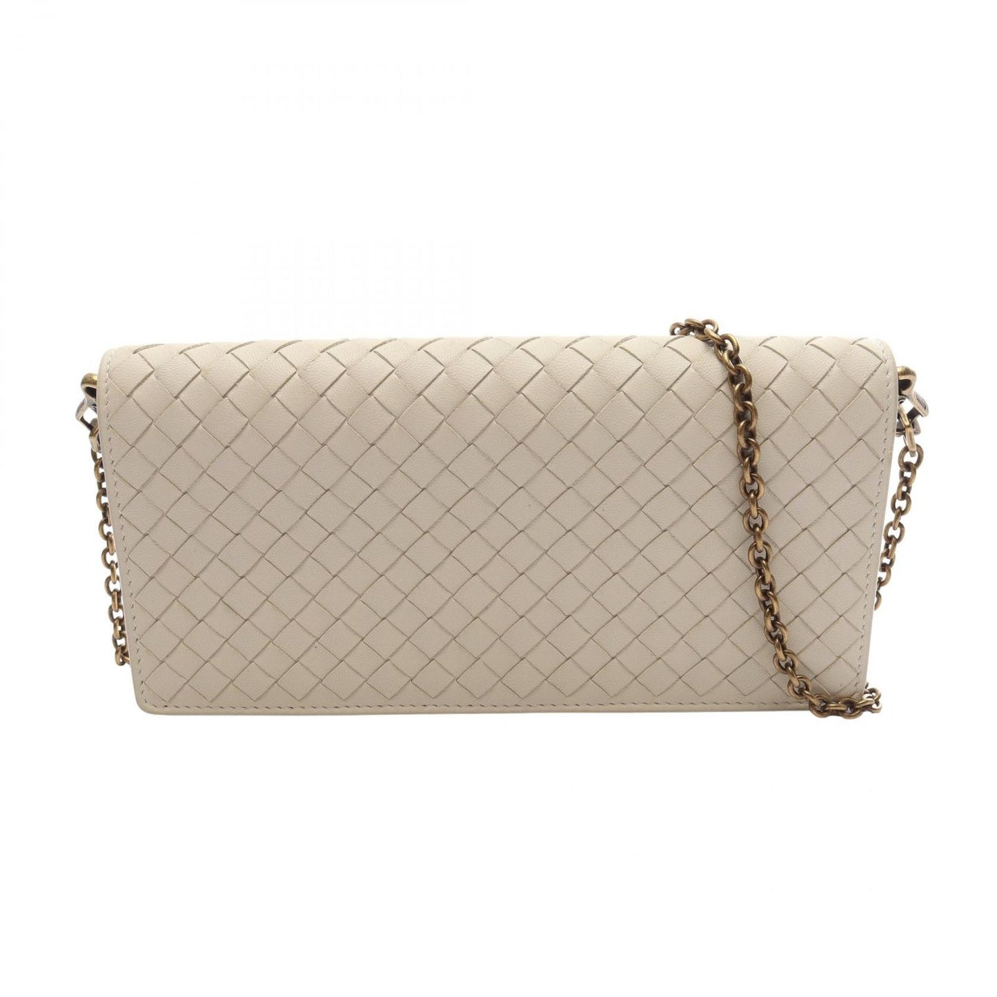Bottega Veneta Shoulder Bag Intrecciato Off White Leather Chain Wallet