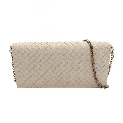 Bottega Veneta Shoulder Bag Intrecciato Off White Leather Chain Wallet