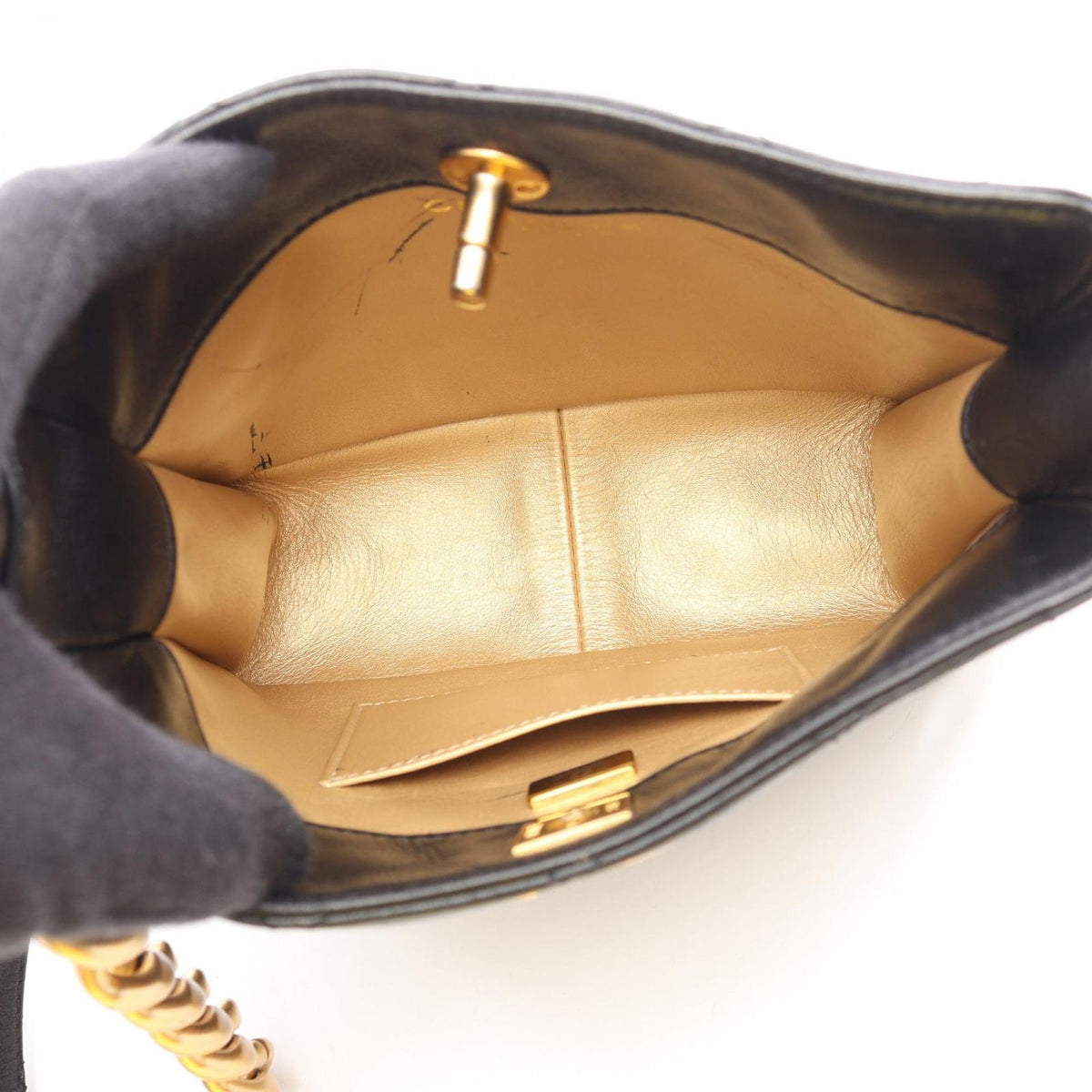 Chanel Shoulder Bag Quilted Small Hobo Black Lambskin Chain — view 3