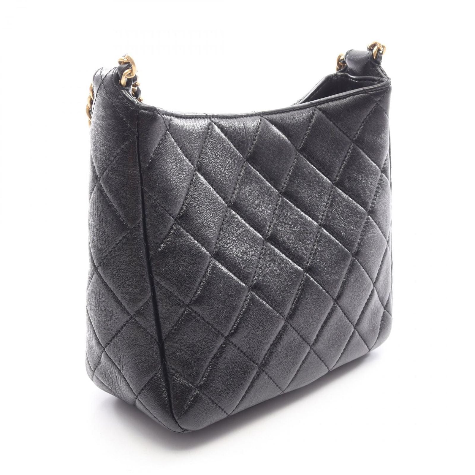 Chanel Shoulder Bag Quilted Small Hobo Black Lambskin Chain — view 2