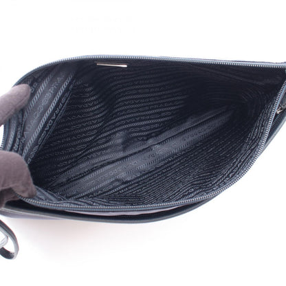 Prada Clutch Tessuto Saffiano Navy Nylon Leather Triangle Logo — view 3