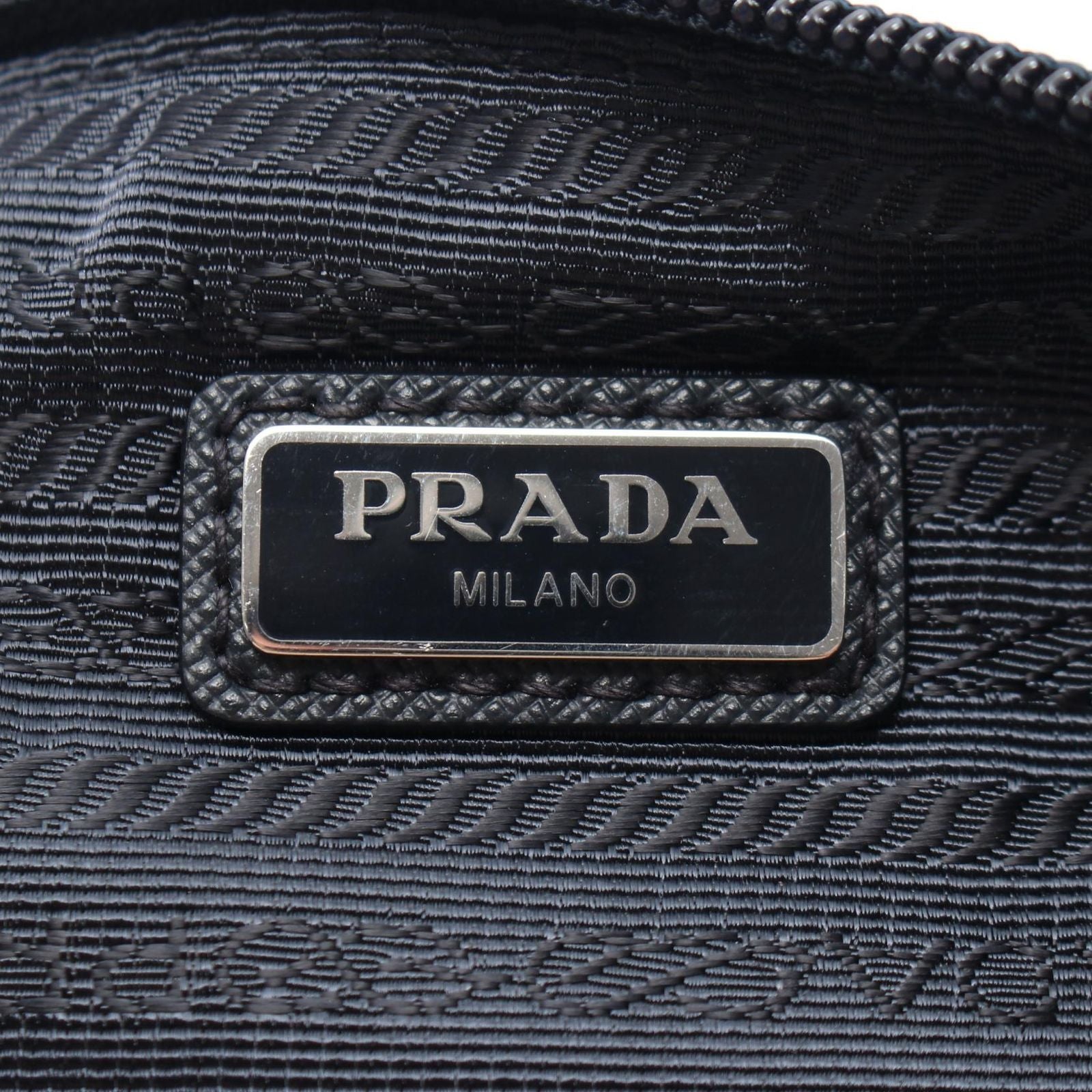 Prada Clutch Tessuto Saffiano Navy Nylon Leather Triangle Logo — view 4