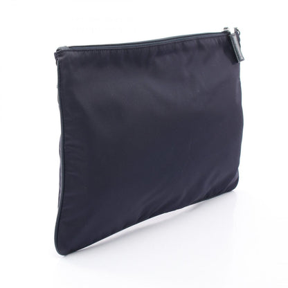 Prada Clutch Tessuto Saffiano Navy Nylon Leather Triangle Logo — view 2