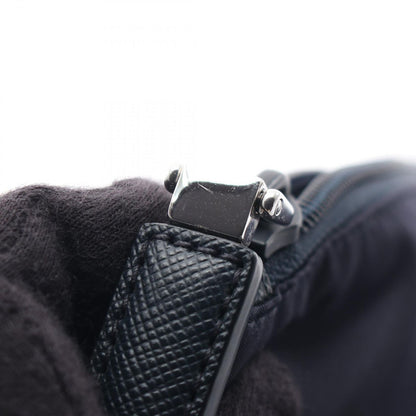 Prada Clutch Tessuto Saffiano Navy Nylon Leather Triangle Logo — view 7