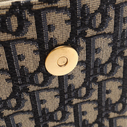 Dior Shoulder Bag Oblique Vertical Saddle Pouch Navy Ivory Canvas Leather — view 7