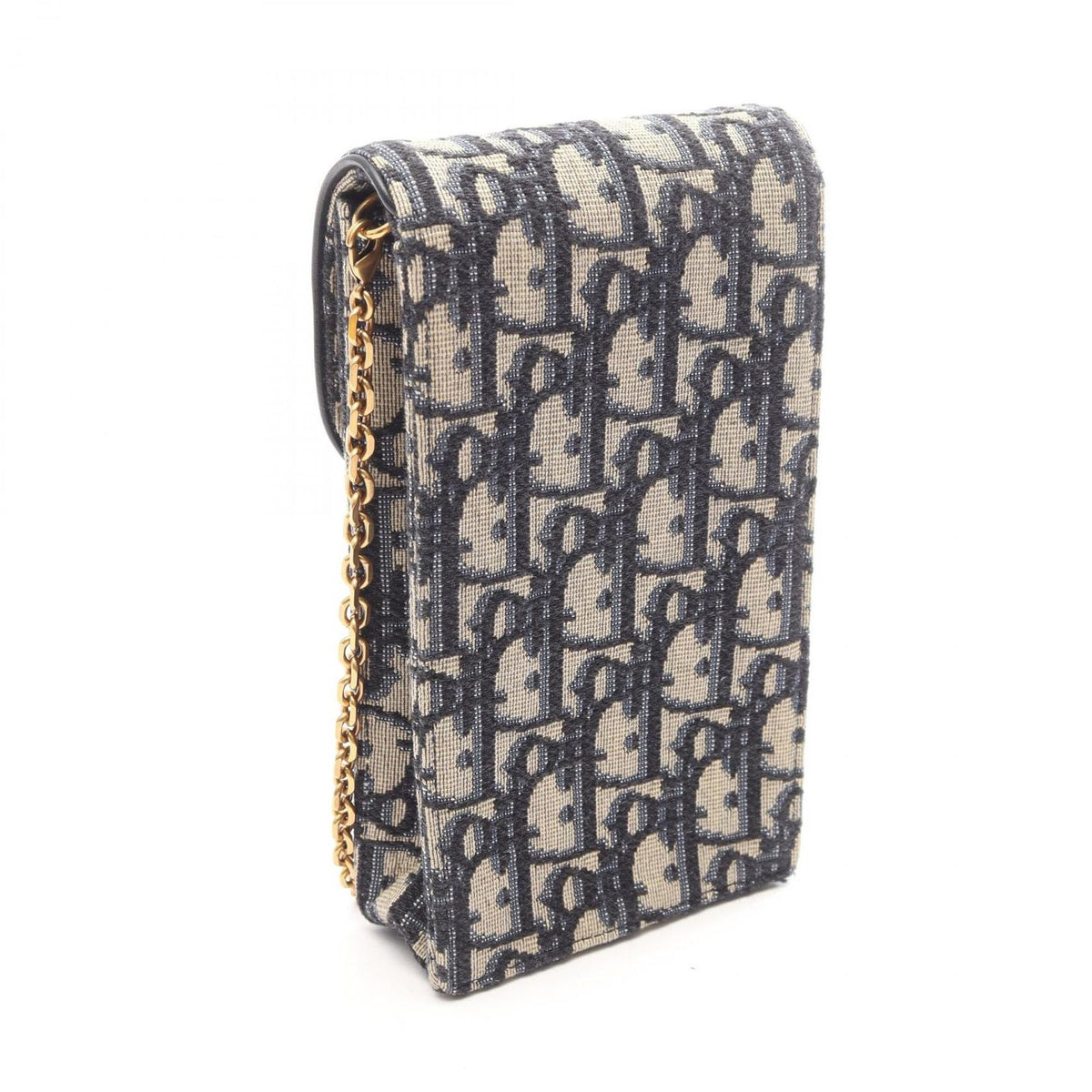 Dior Shoulder Bag Oblique Vertical Saddle Pouch Navy Ivory Canvas Leather — view 2