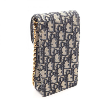 Dior Shoulder Bag Oblique Vertical Saddle Pouch Navy Ivory Canvas Leather — view 2