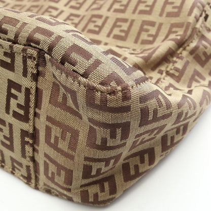 Fendi Tote Zucchino Beige Brown Canvas Leather — view 6