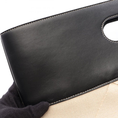 Bottega Veneta Tote Slip Lip Maxi Intrecciato Ivory Black Canvas Leather Handbag — view 8