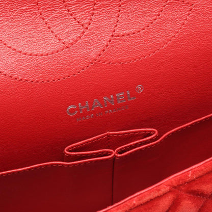 Chanel Shoulder Bag 2.55 Quilted Mademoiselle Chain Red Silver Suede Leather — view 4