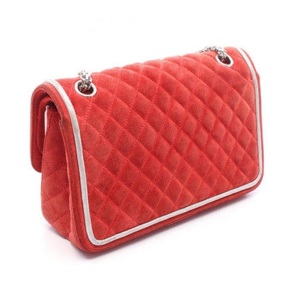 Chanel Shoulder Bag 2.55 Quilted Mademoiselle Chain Red Silver Suede Leather — view 2