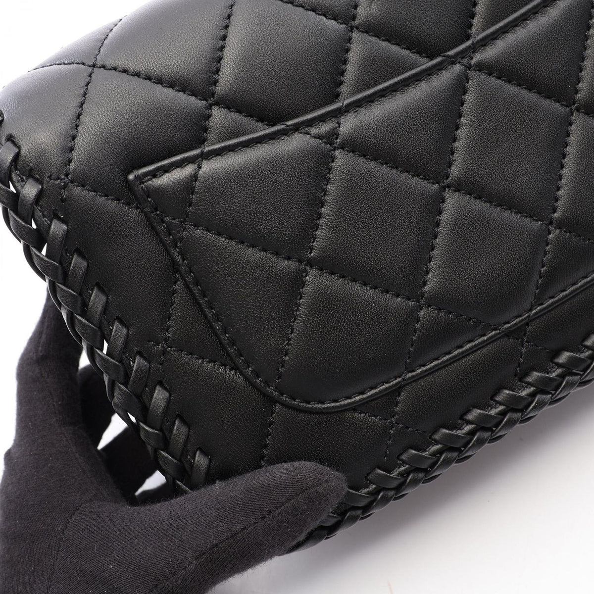 Chanel Shoulder Bag Quilted Full Flap Black Lambskin Chain — view 8