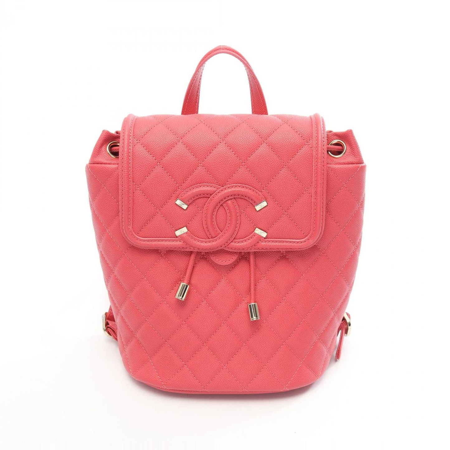 Chanel Backpack CC Filigree Quilted Pink Caviar Leather CC Chain