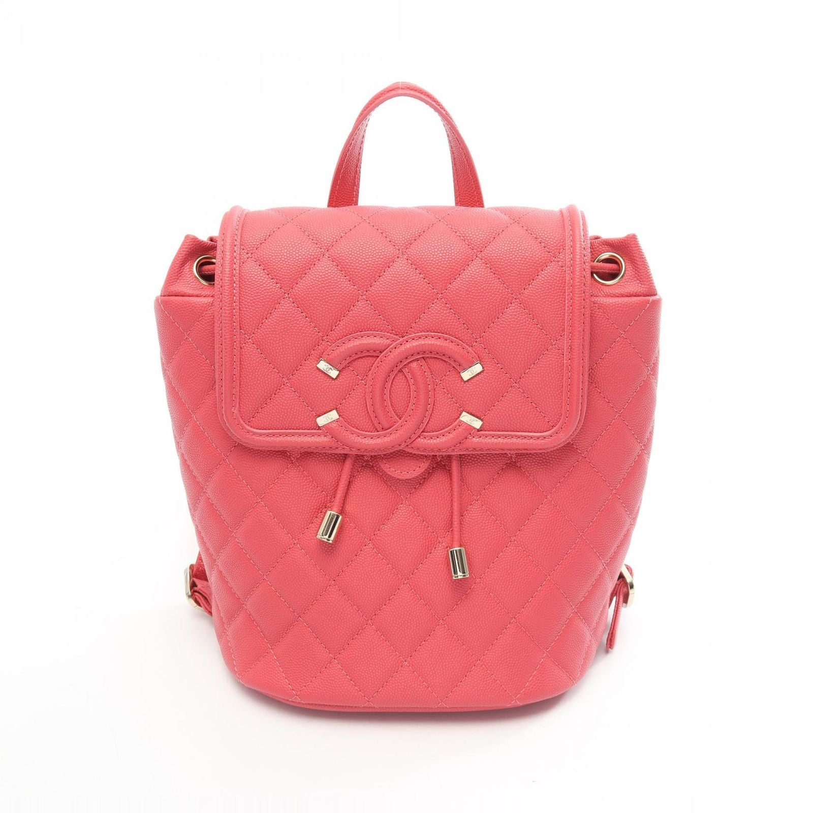 Chanel Backpack CC Filigree Quilted Pink Caviar Leather CC Chain
