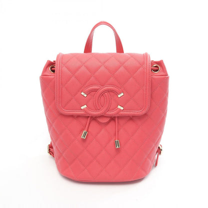 Chanel Backpack CC Filigree Quilted Pink Caviar Leather CC Chain