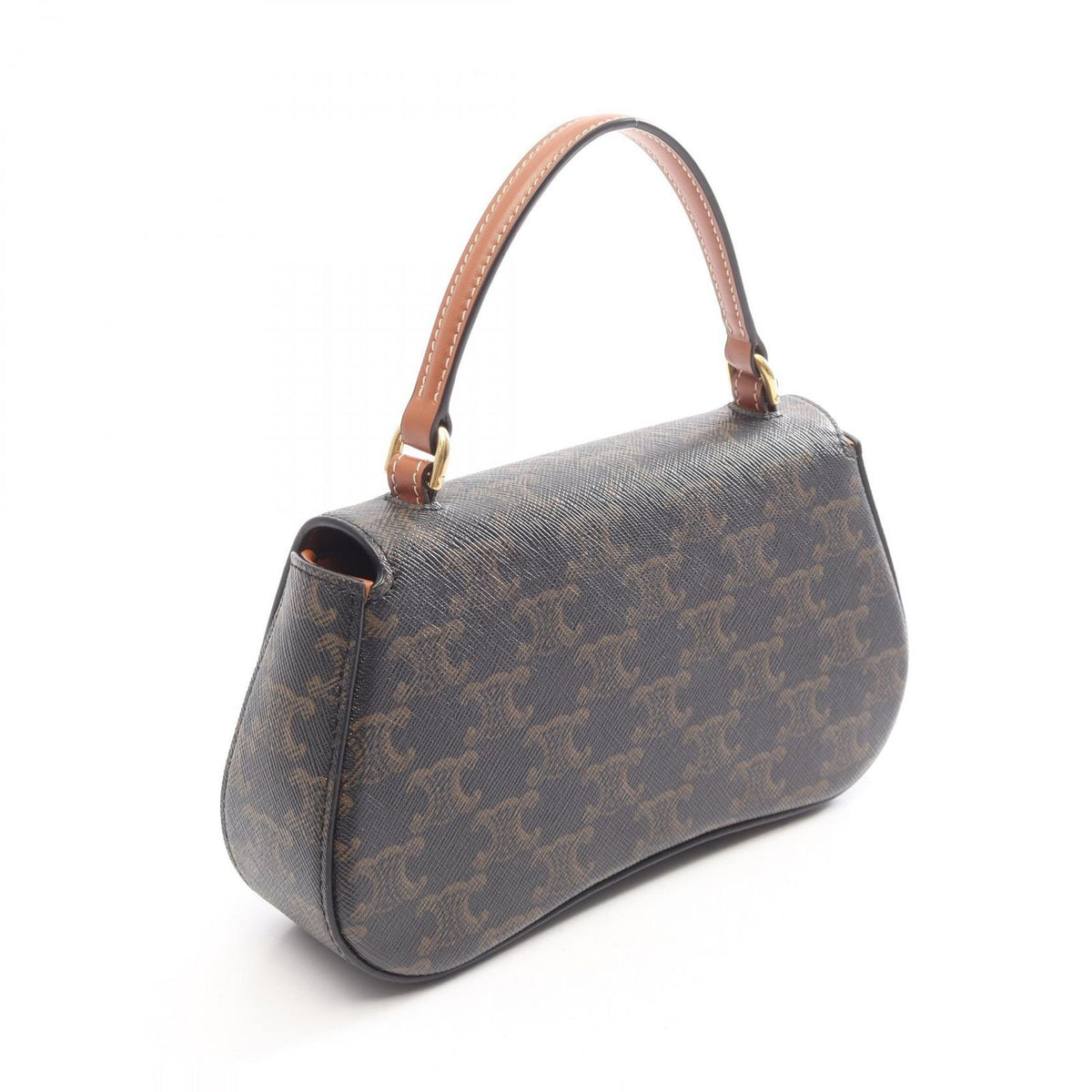 Celine Handbag Triomphe Teenage Laura 2-Way Brown Black Leather — view 2