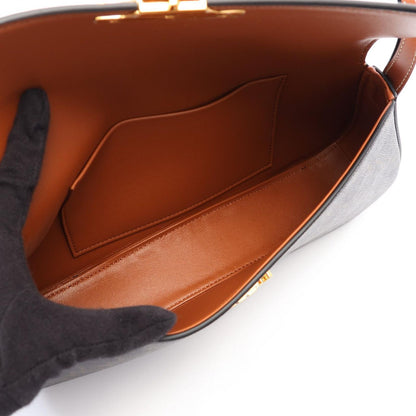 Celine Shoulder Bag Triomphe Roller Medium Brown Black Leather — view 3